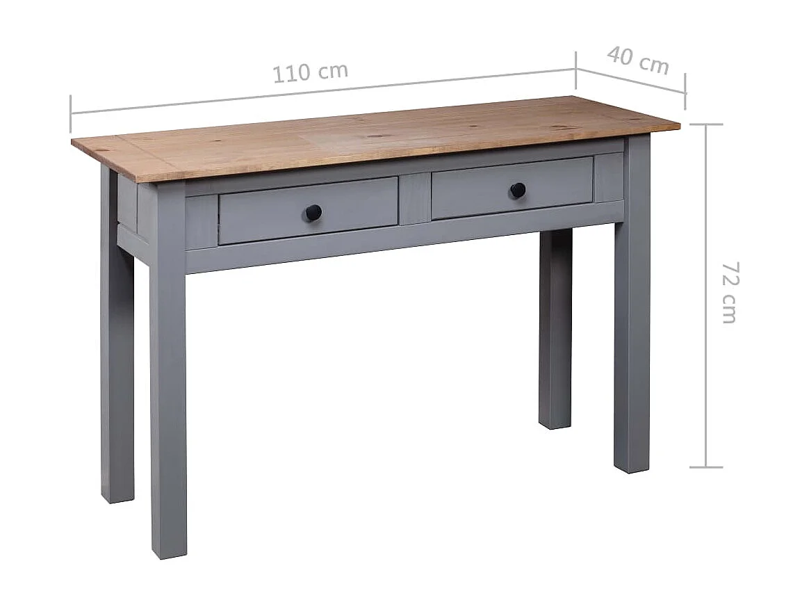 Wandtafel Panama Range 110x40x72 cm massief grenenhout grijs