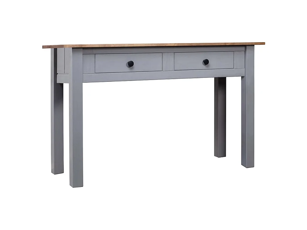 Tavolo Consolle Grigio 110x40x72 cm Legno Massello Pino Panama