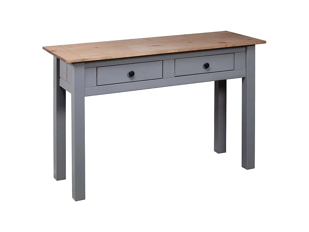 Tavolo Consolle Grigio 110x40x72 cm Legno Massello Pino Panama