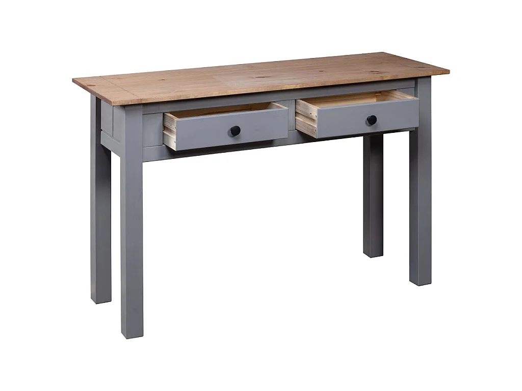 Tavolo Consolle Grigio 110x40x72 cm Legno Massello Pino Panama