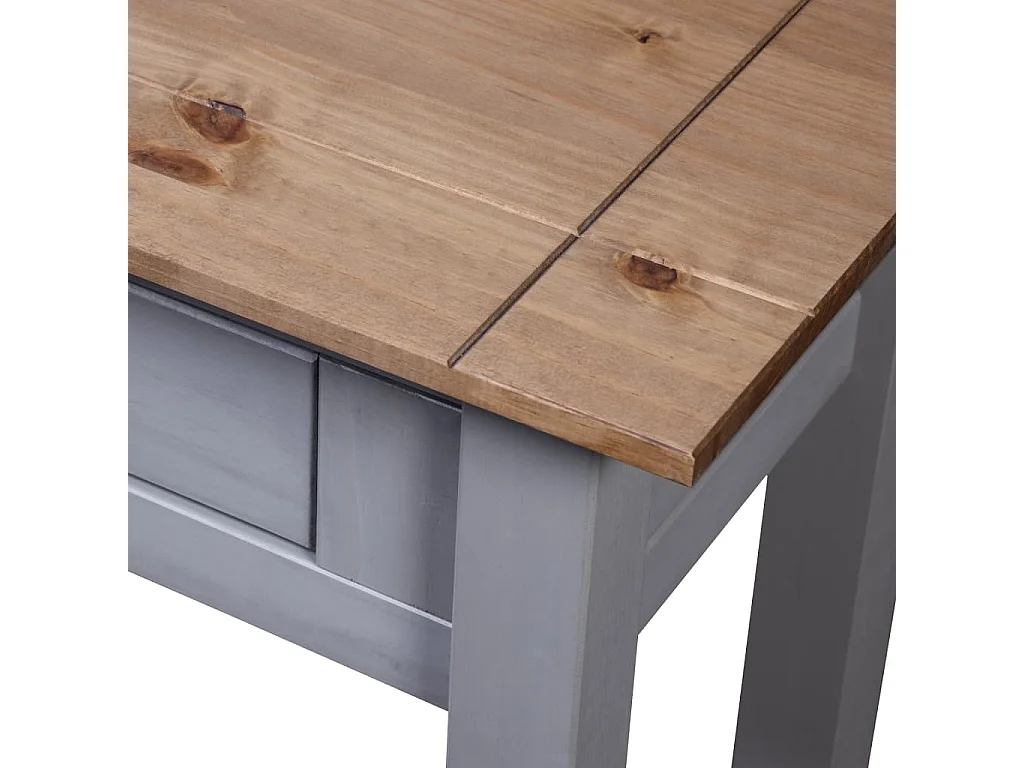 Tavolo Consolle Grigio 110x40x72 cm Legno Massello Pino Panama