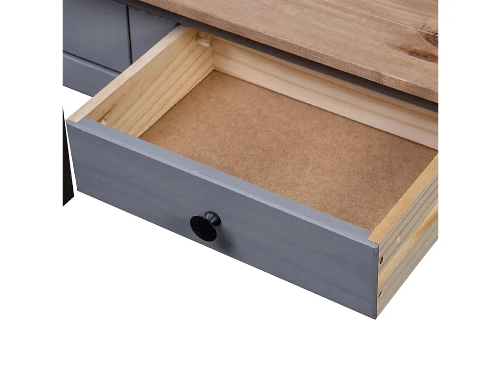 Tavolo Consolle Grigio 110x40x72 cm Legno Massello Pino Panama