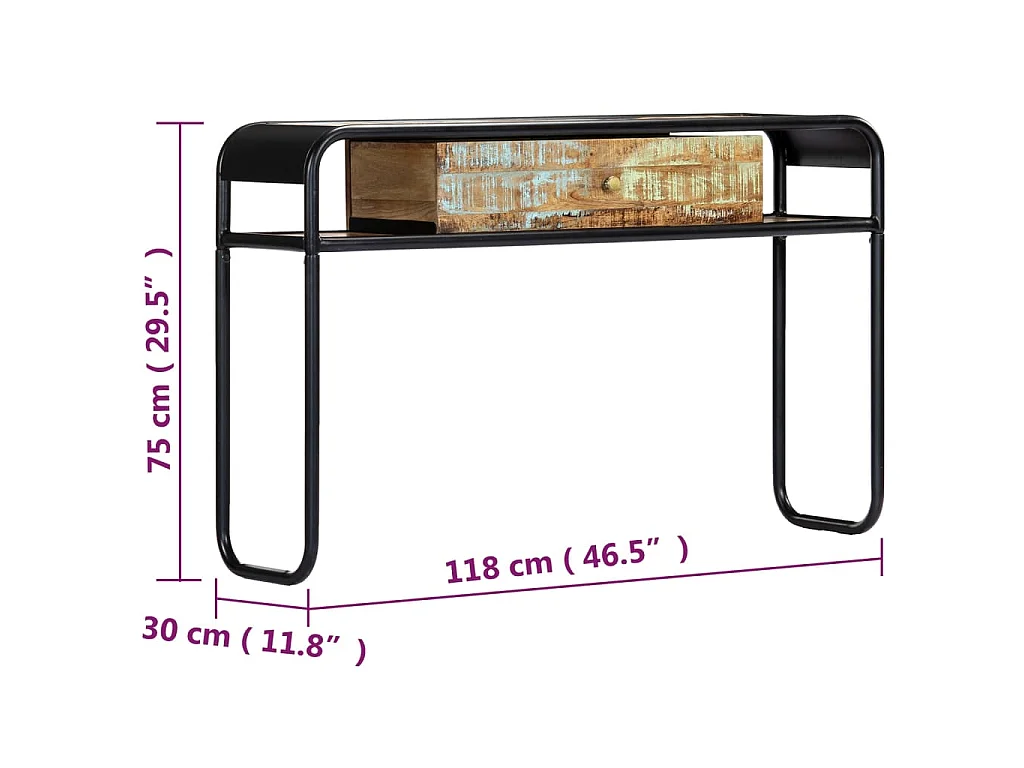 Table console 118 x 30 x 75 cm Bois de récupération massif