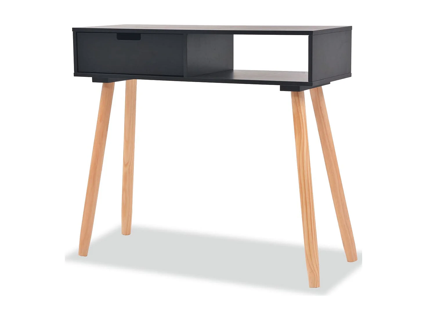 Table console Bois de pin massif 80 x 30 x 72 cm Noir