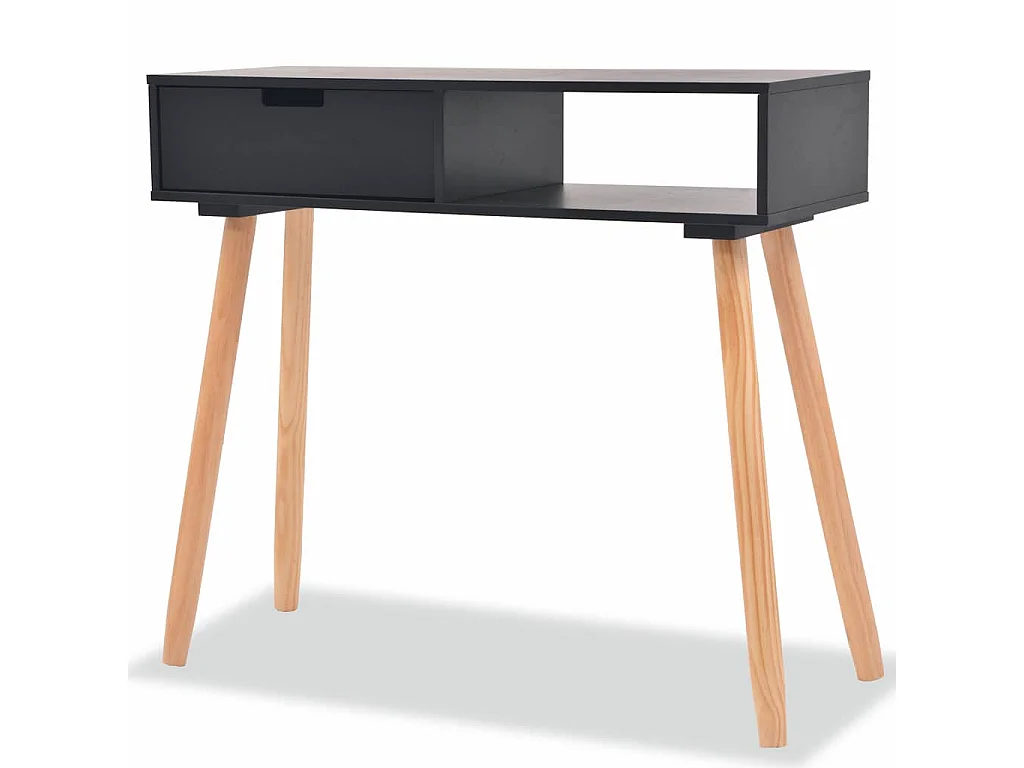 Wandtafel 80x30x72 cm massief grenenhout zwart