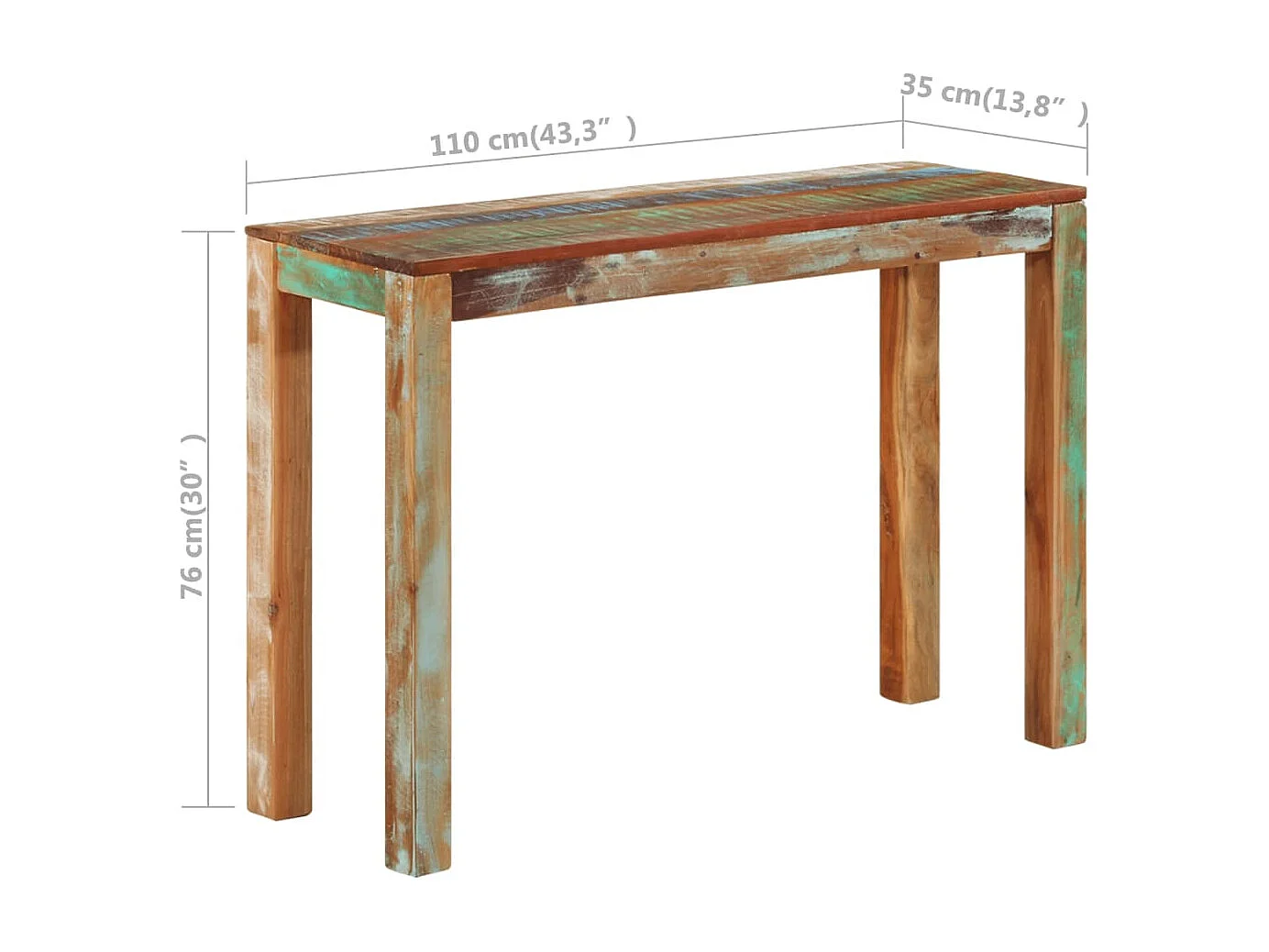 Table console 110x35x76 cm Bois de récupération massif