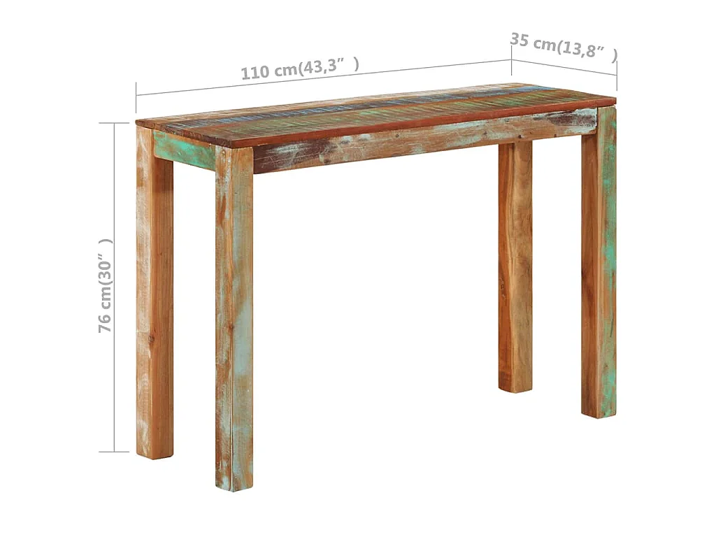 Table console 110x35x76 cm Bois de récupération massif