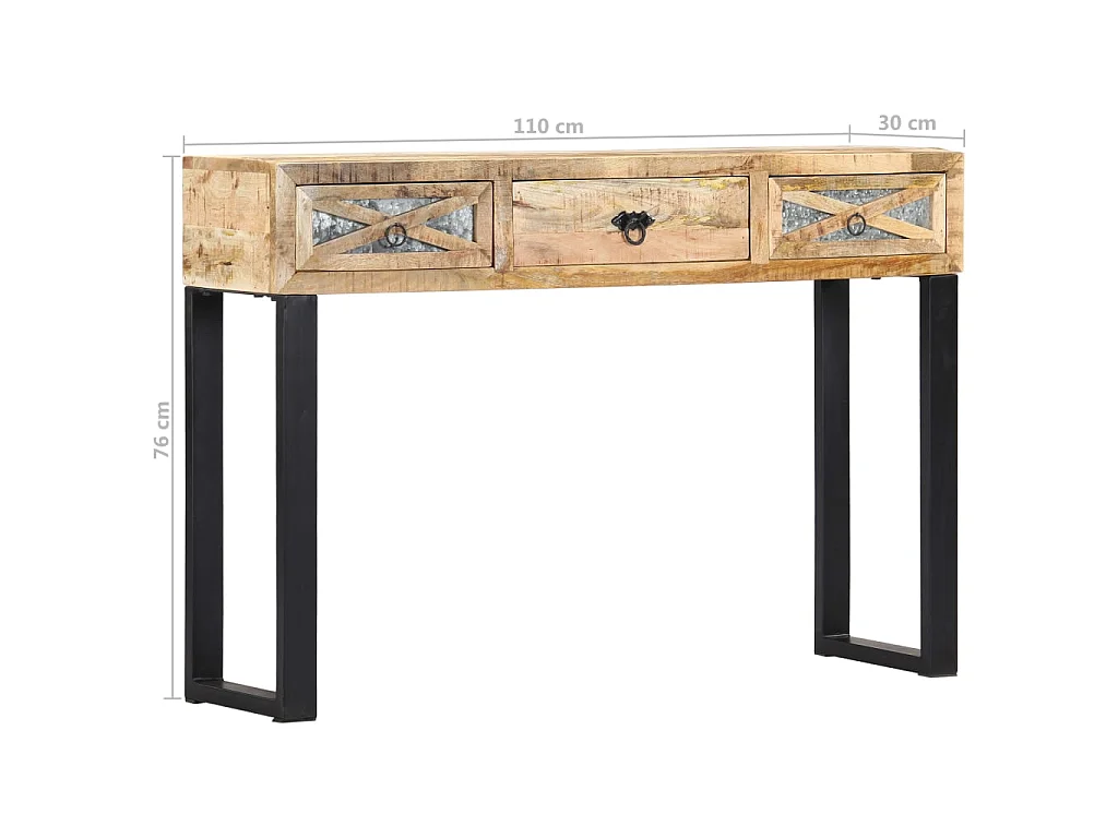 Mesa consola de madera maciza de mango 110x30x76 cm