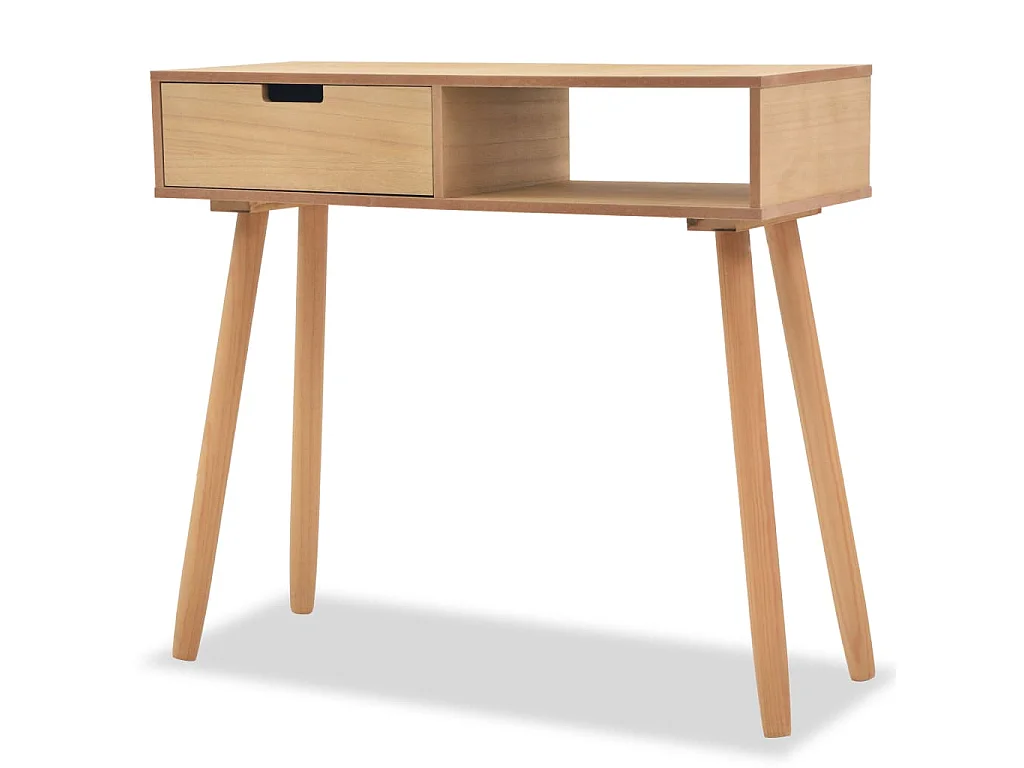 Mesa consola de pinho maciço 80x30x72 cm castanho