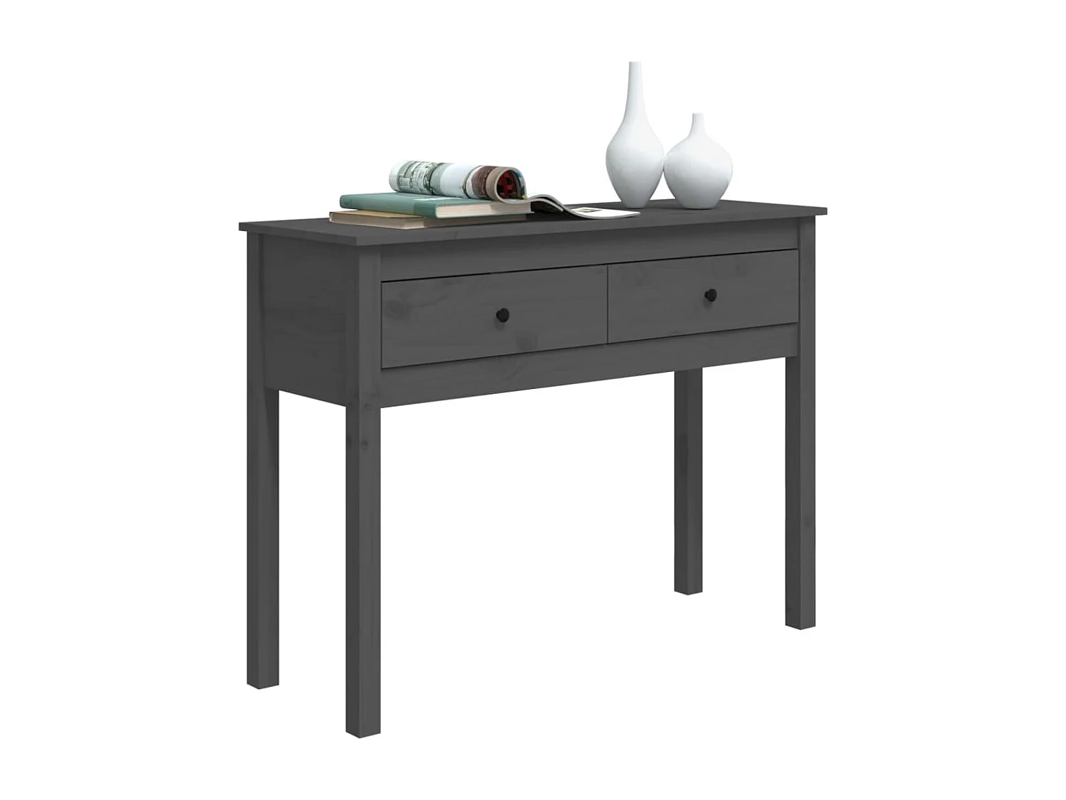 Table console Gris 100x35x75 cm Bois massif de pin