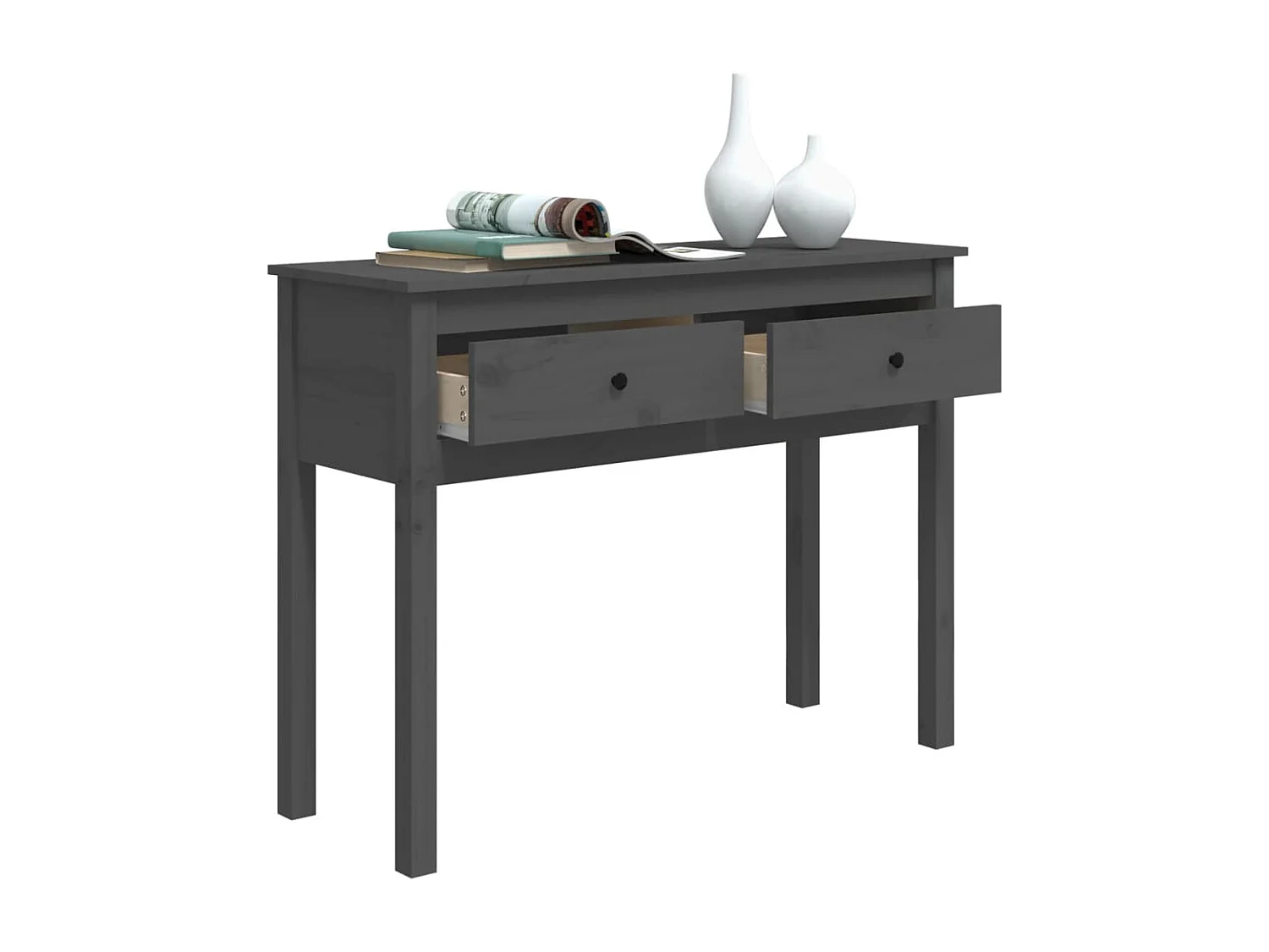 Table console Gris 100x35x75 cm Bois massif de pin