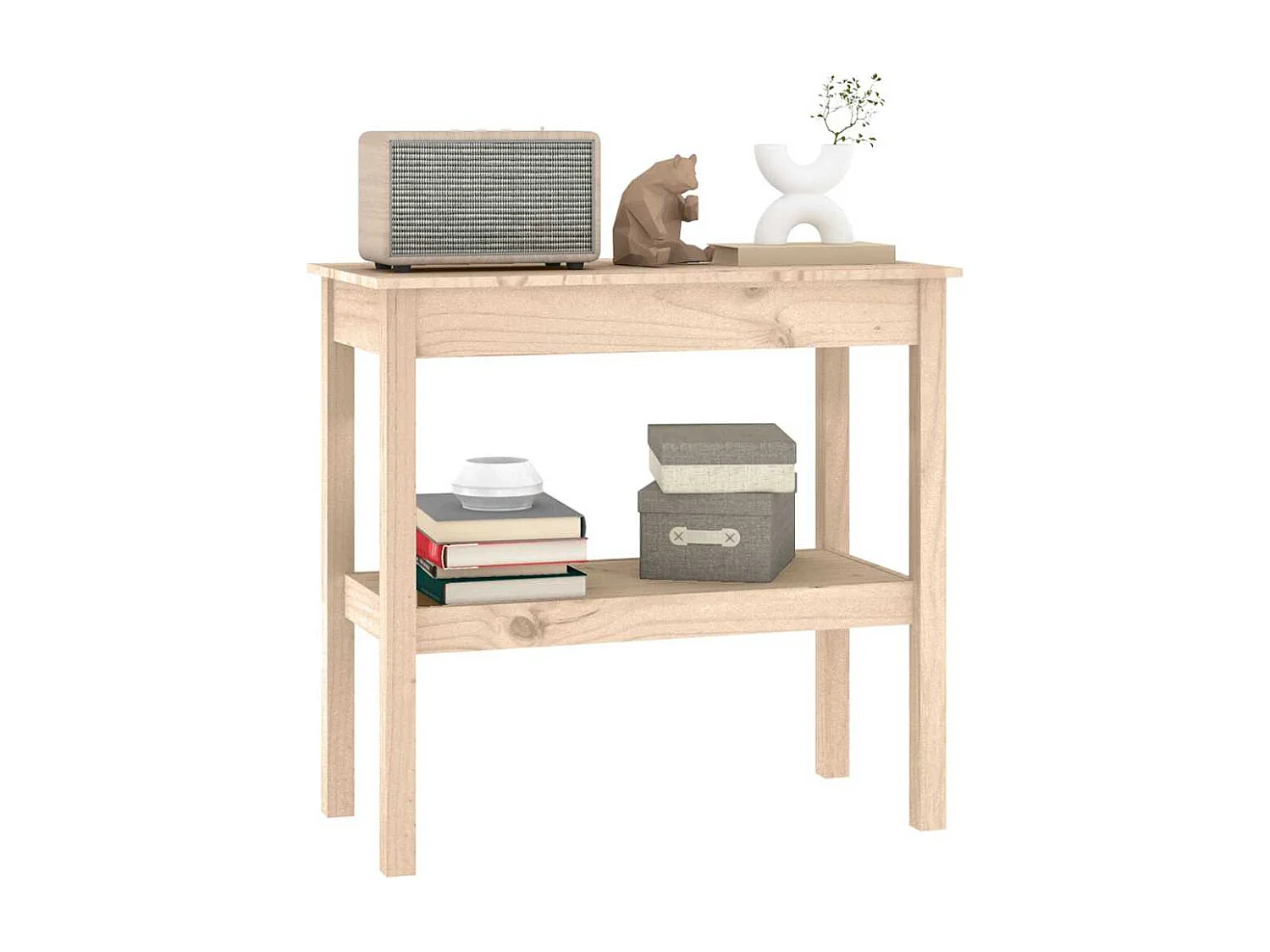 Tavolo Consolle 80x40x75 cm in Legno Massello di Pino