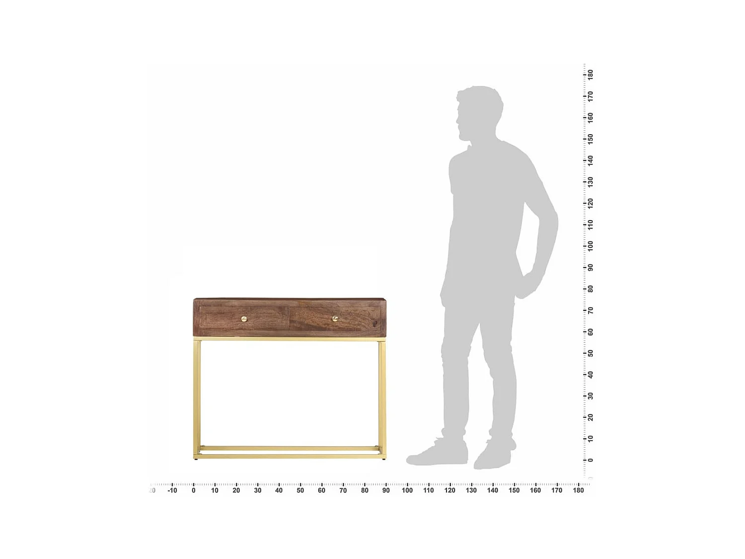 Tavolo Consolle 90x30x75 cm in Legno Massello di Mango