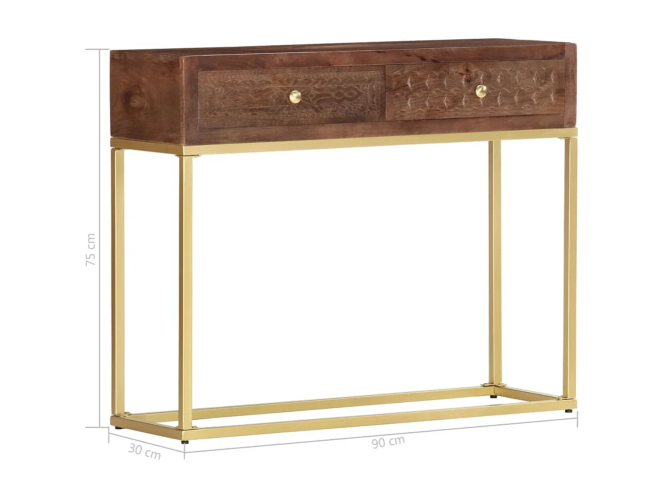 Table console 90 x 30 x 75 cm Bois de manguier massif
