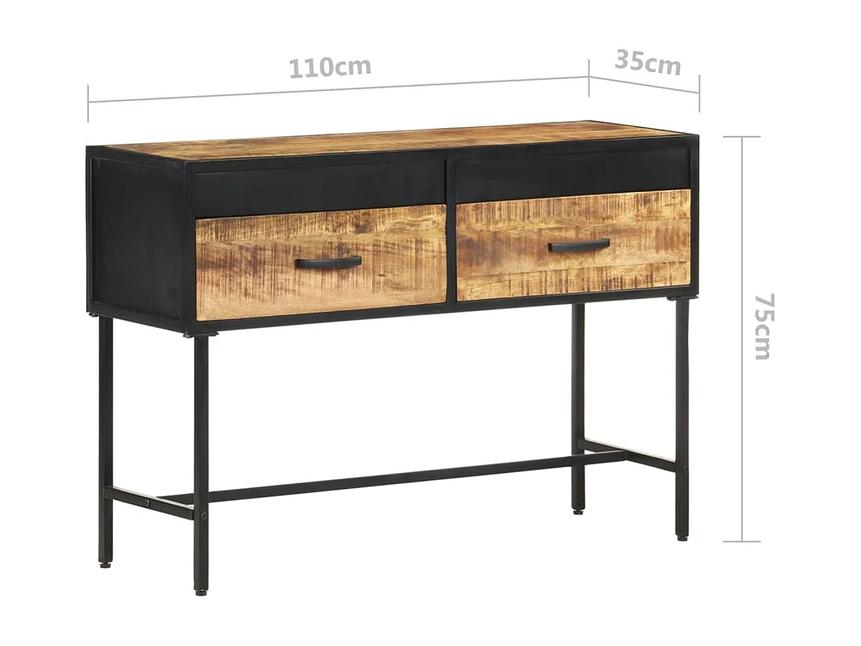 Tavolo Consolle 110x35x75 cm in Legno di Mango Grezzo