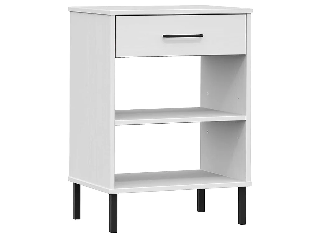 Mobile Consolle Gambe Metallo Bianco Legno Massello Pino OSLO