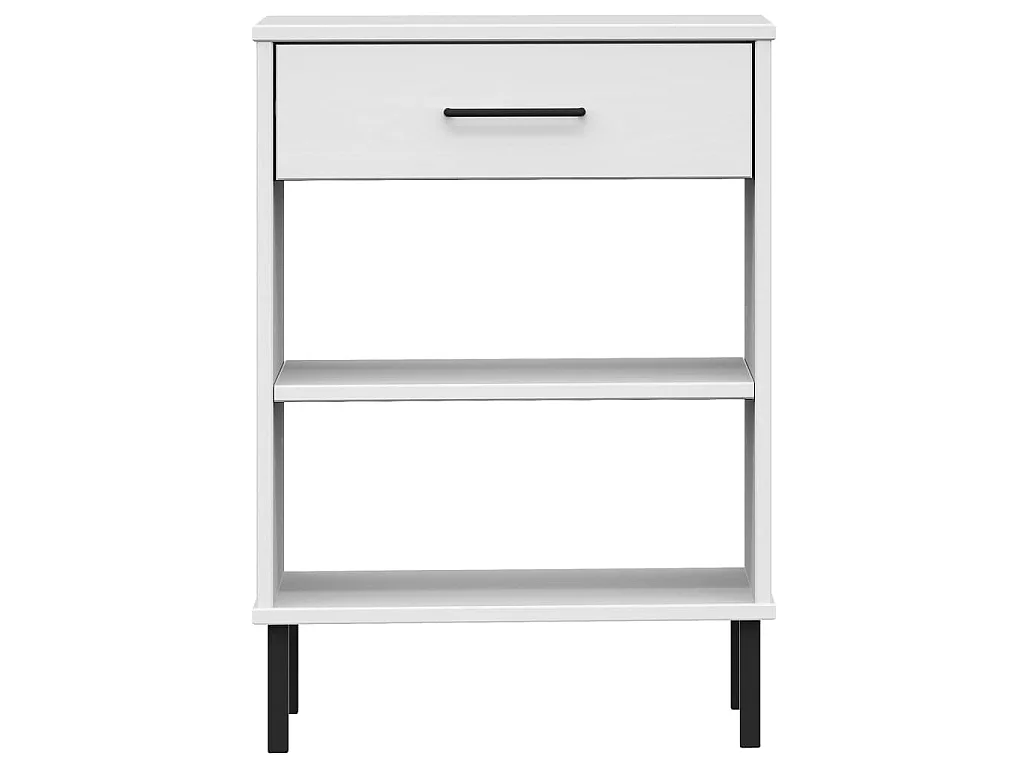 Mobile Consolle Gambe Metallo Bianco Legno Massello Pino OSLO