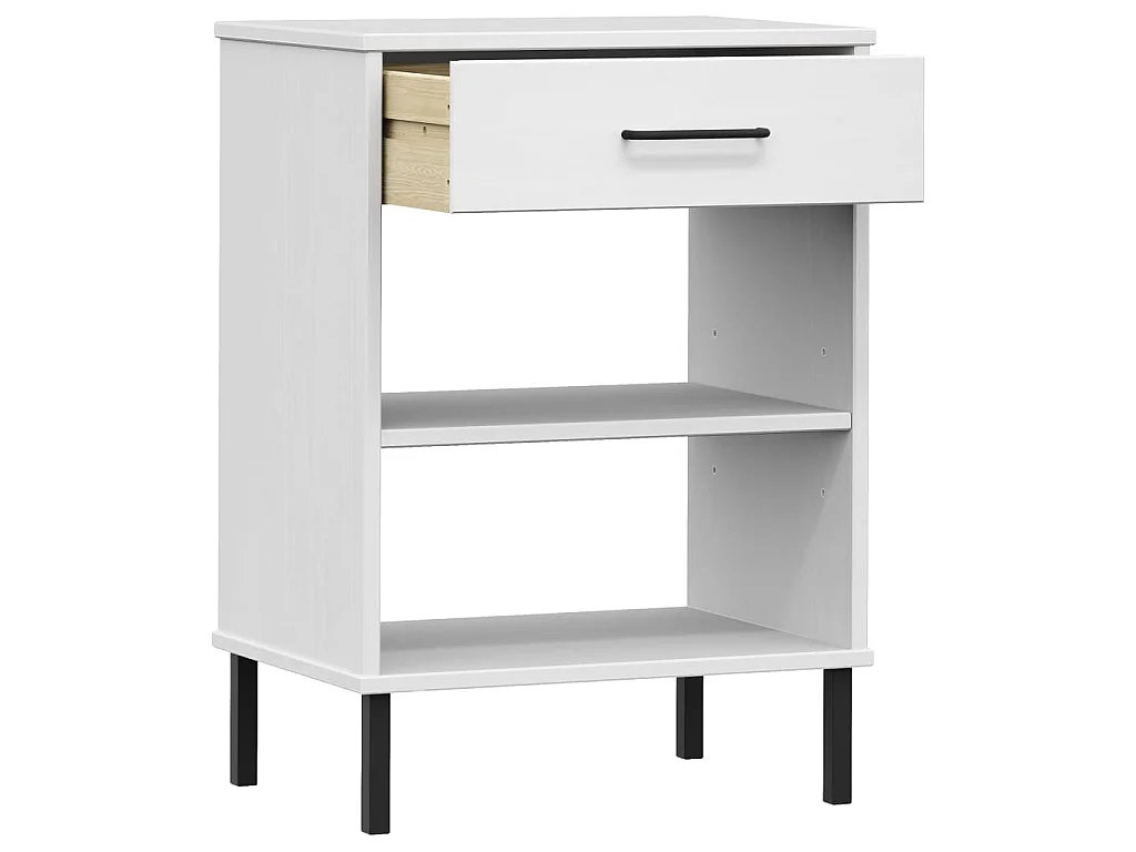 Mobile Consolle Gambe Metallo Bianco Legno Massello Pino OSLO