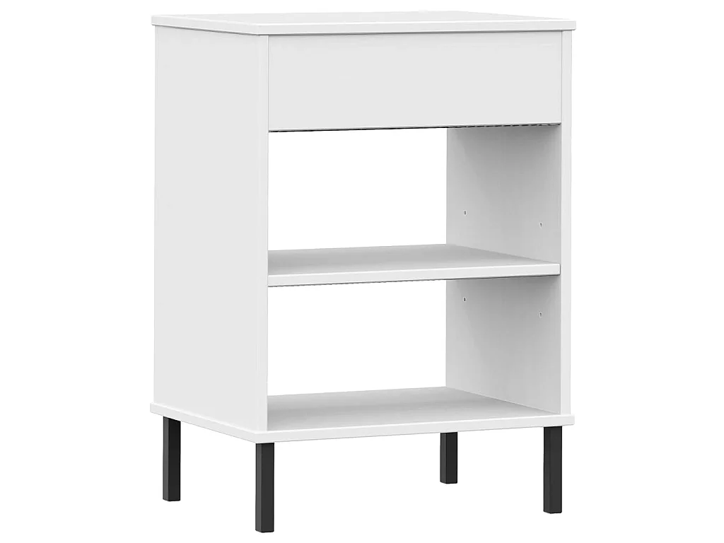 Mobile Consolle Gambe Metallo Bianco Legno Massello Pino OSLO