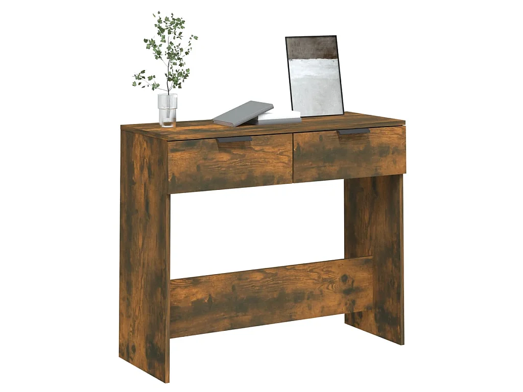 Wandtafel 90x36x75 cm bewerkt hout gerookt eikenkleurig