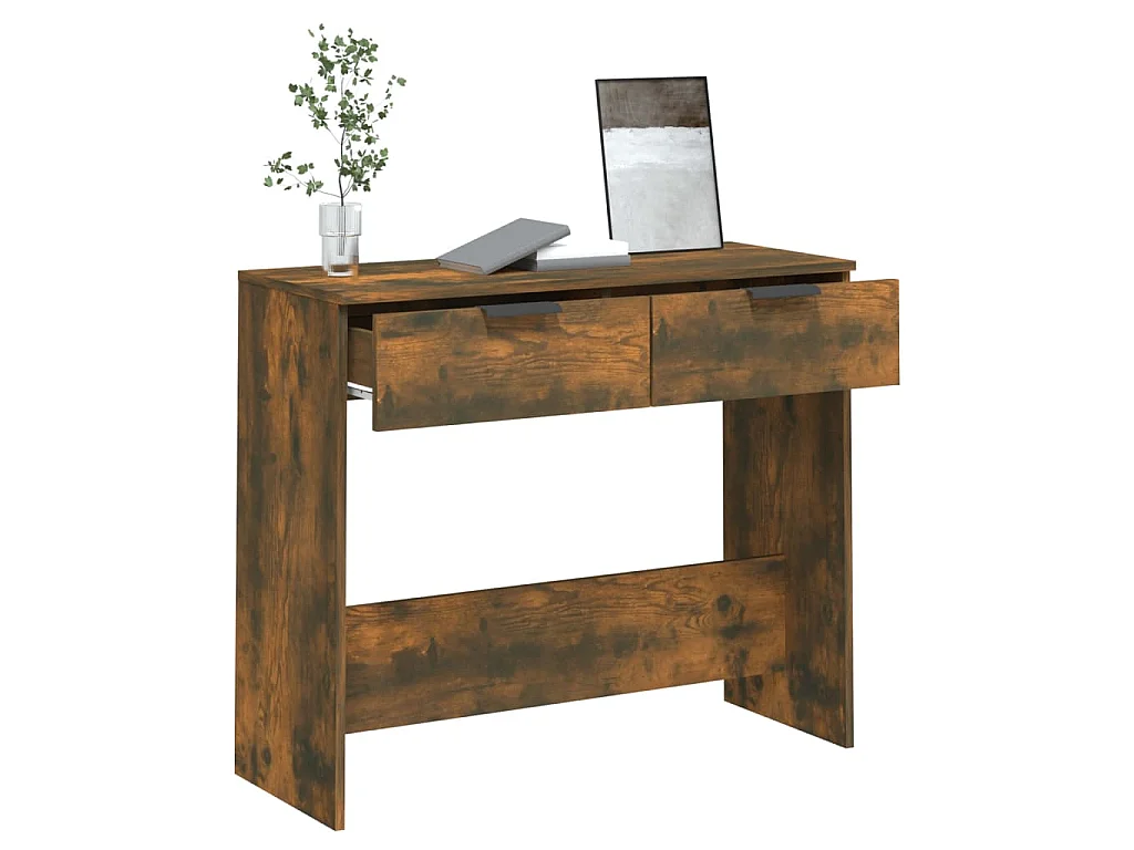 Wandtafel 90x36x75 cm bewerkt hout gerookt eikenkleurig