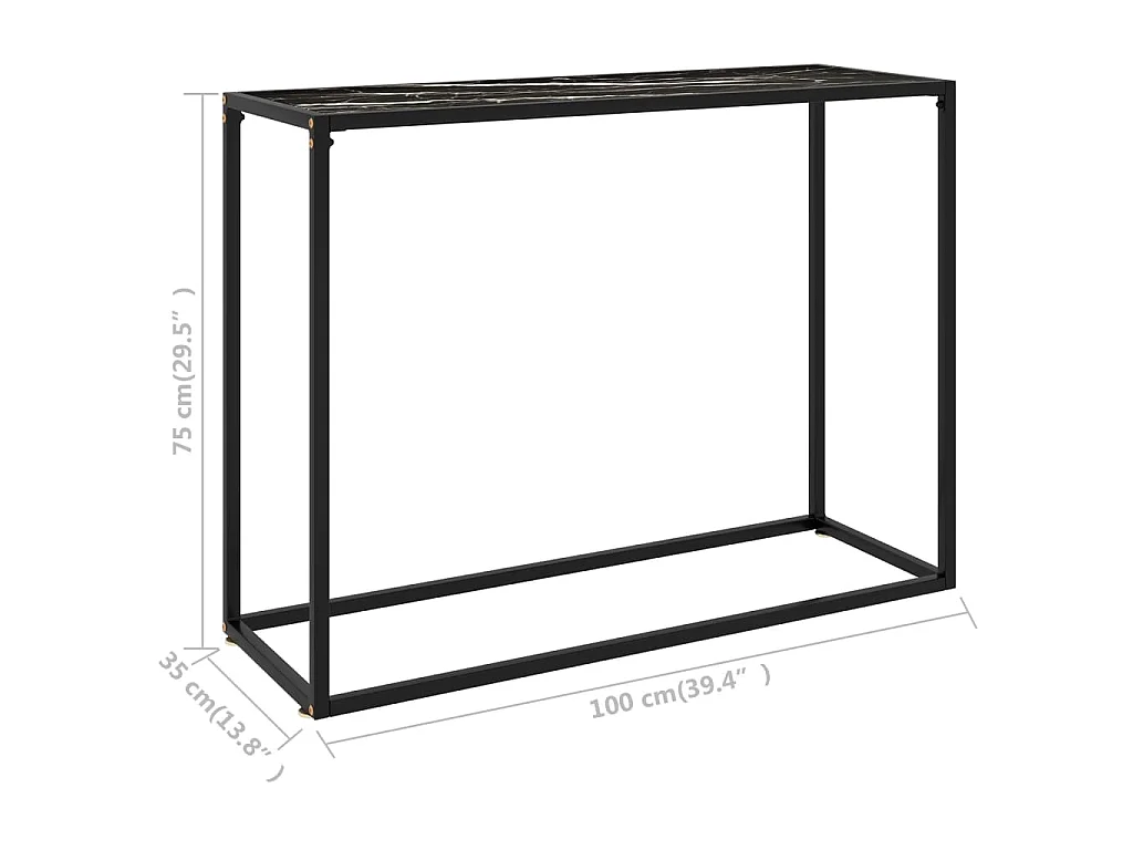 Tavolo Consolle Nero 100x35x75 cm in Vetro Temperato