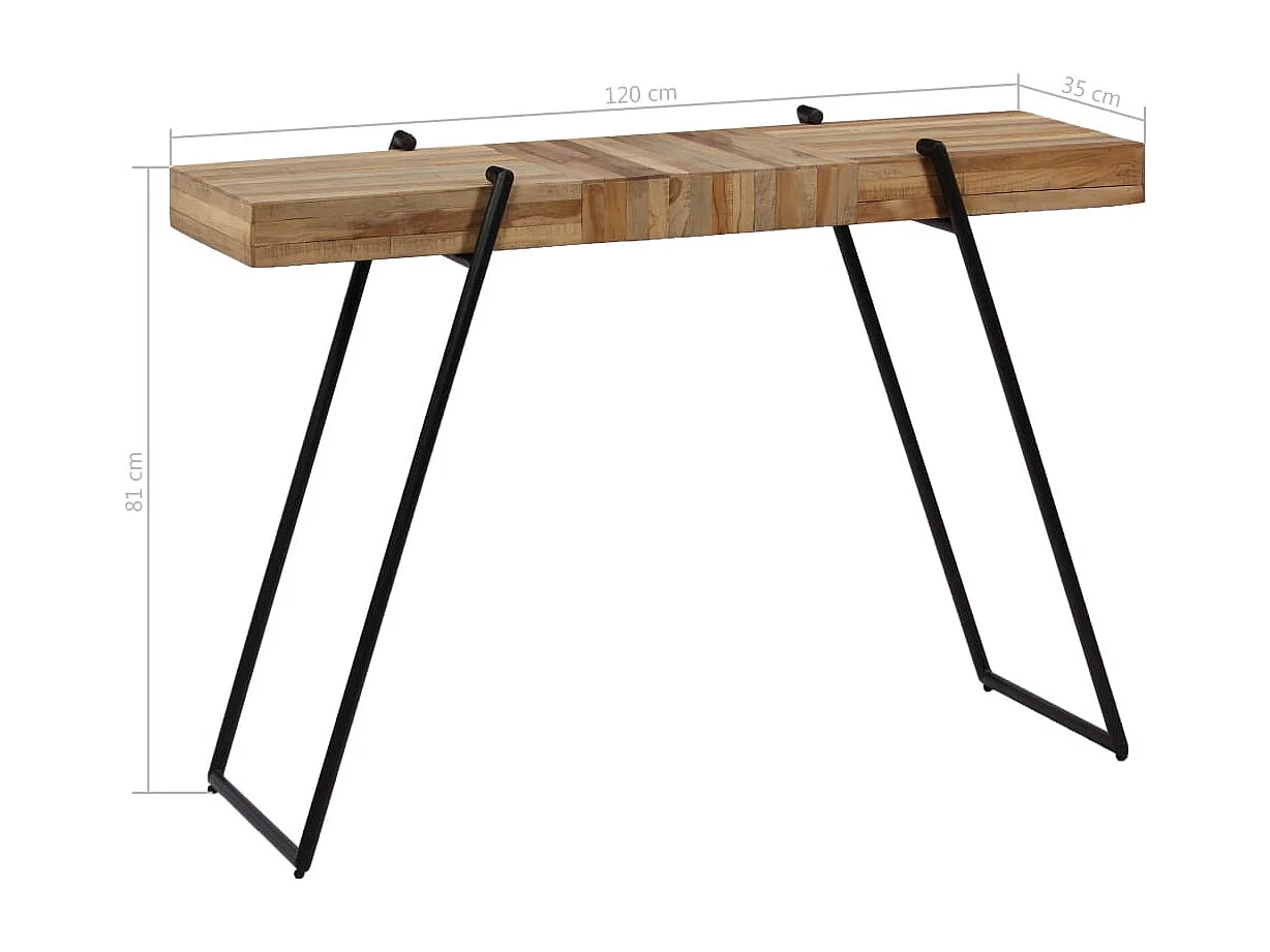 Tavolo Consolle in Legno di Teak di Recupero 120x35x81 cm