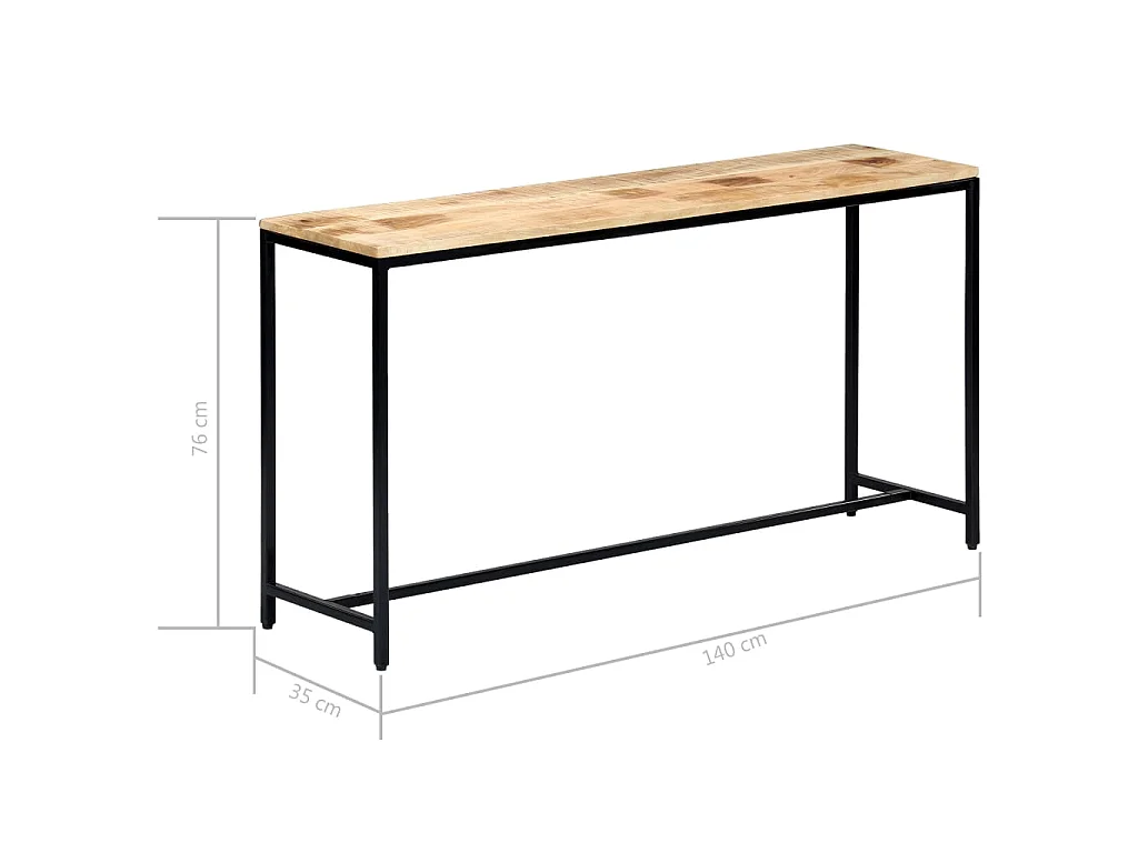 Wandtafel 140x35x76 cm massief ruw mangohout