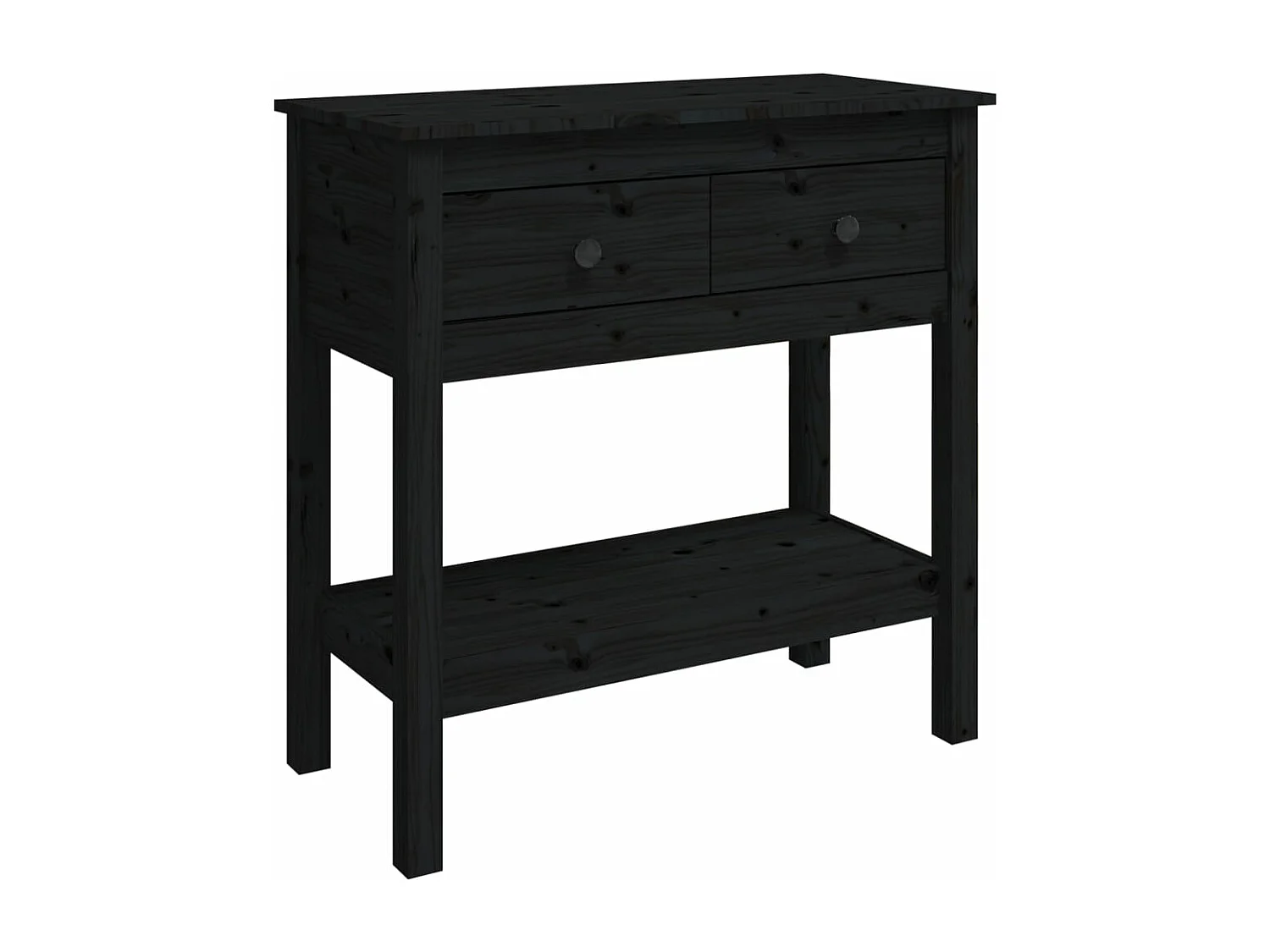 Table console Noir 75x35x75 cm Bois massif de pin