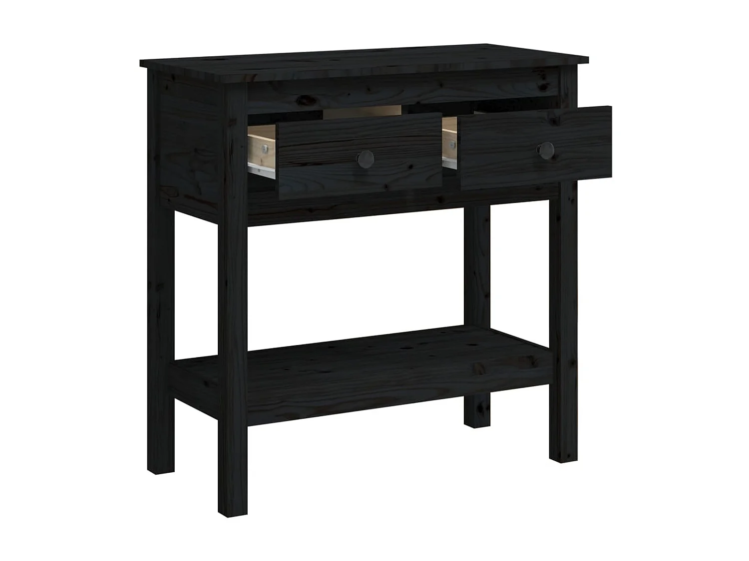 Table console Noir 75x35x75 cm Bois massif de pin