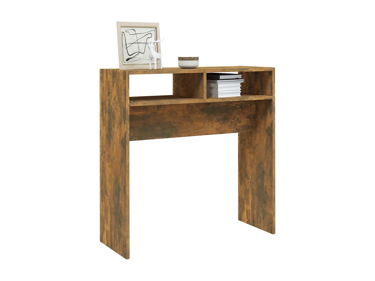 Wandtafel 78x30x80 cm bewerkt hout gerookt eikenkleurig