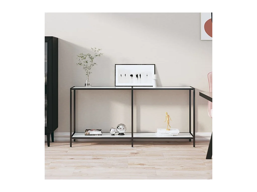 Table console Blanc 160x35x75,5 cm Verre trempé