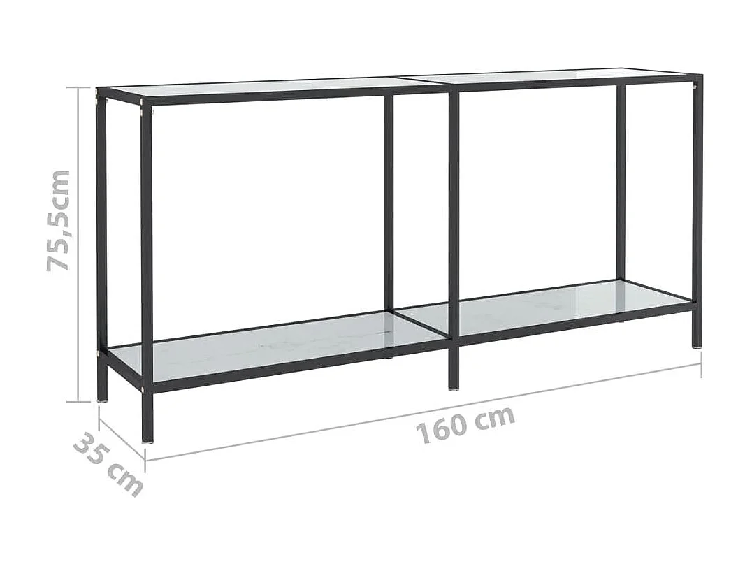 Table console Blanc 160x35x75,5 cm Verre trempé