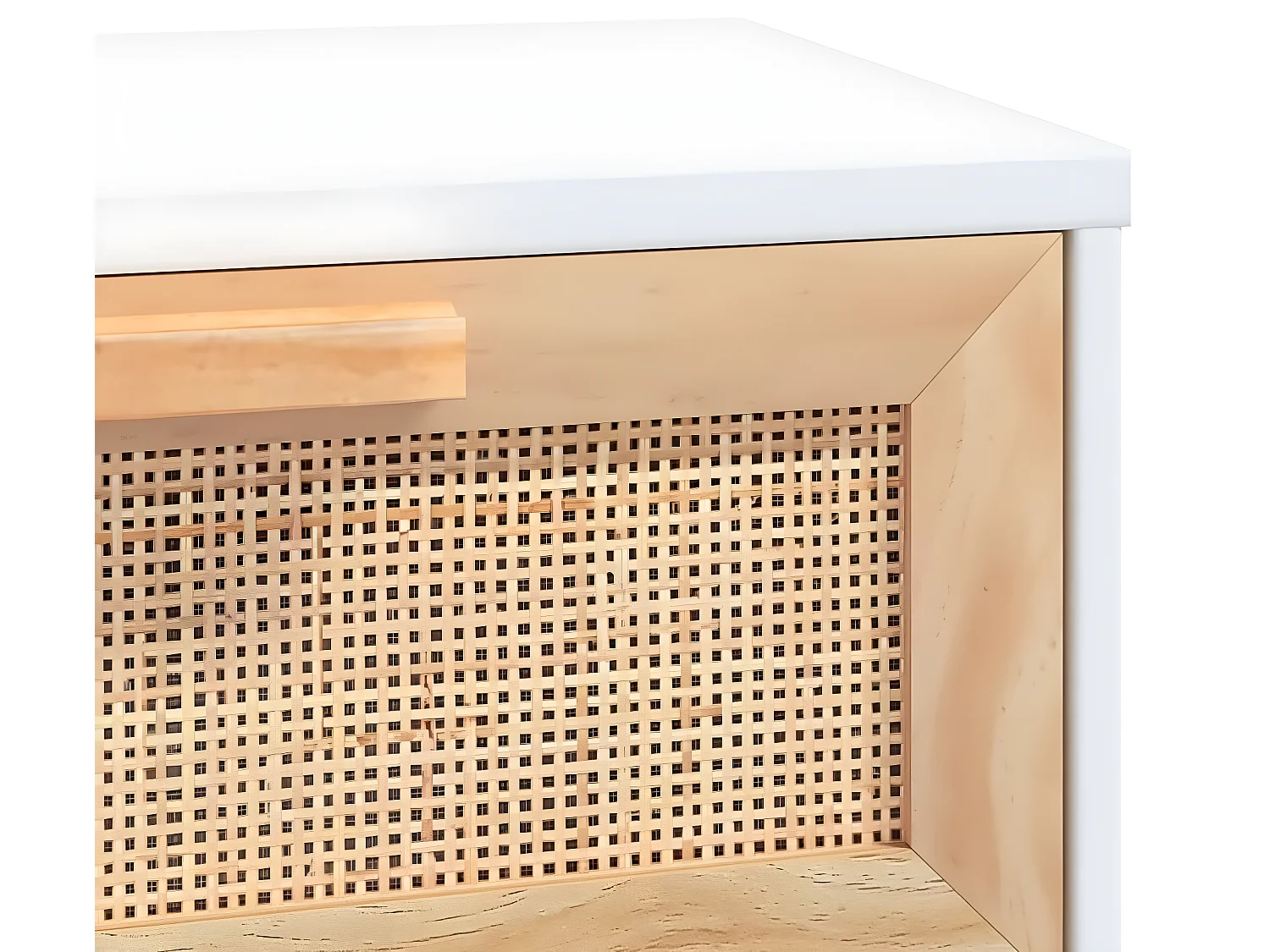 Konsolentisch Weiß 80x30x75 cm Massivholz Kiefer Natur-Rattan