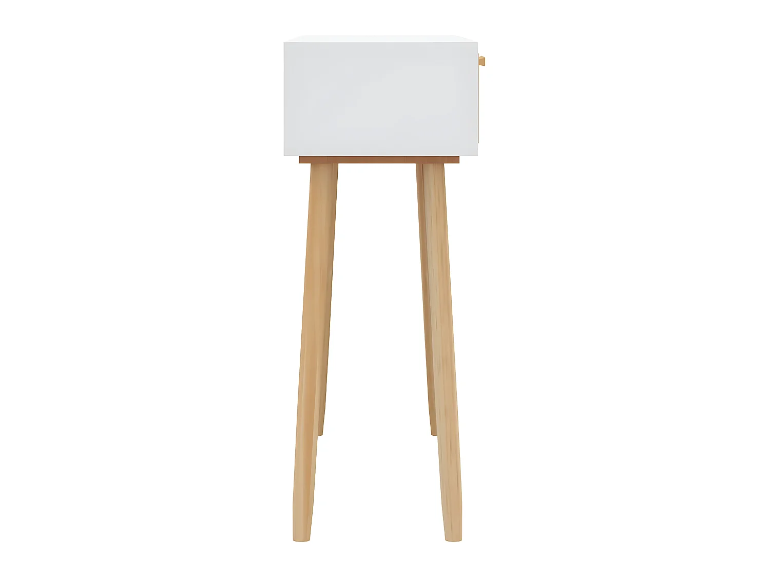 Mesa consola madera pino maciza blanco ratán natural 80x30x75cm