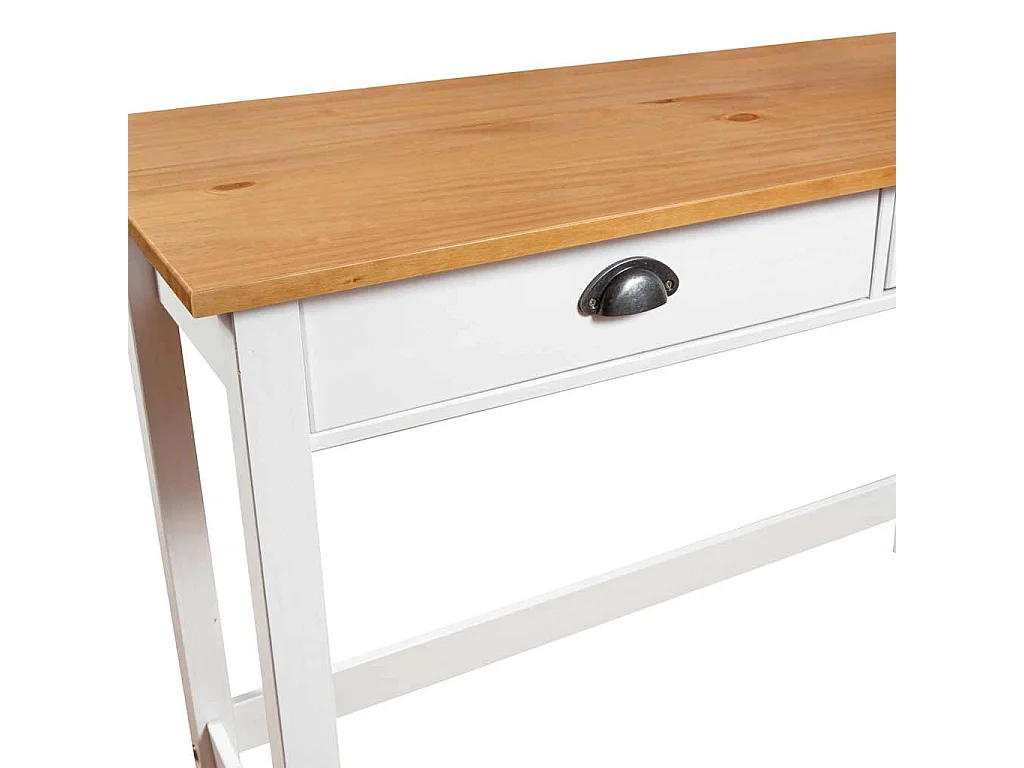 Table console Hill avec 2 tiroirs 110x45x74 cm Pin solide