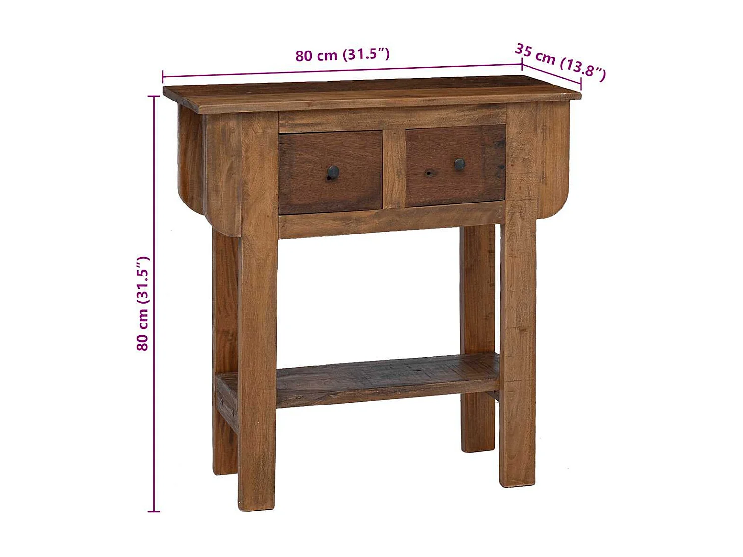 Konsolentisch Gemischtes Altholz 80x35x80 cm