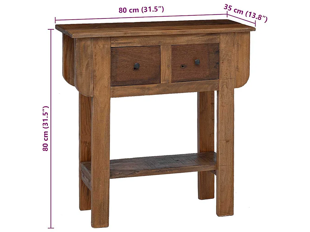 Consolle in Legno di Recupero Misto 80x35x80 cm