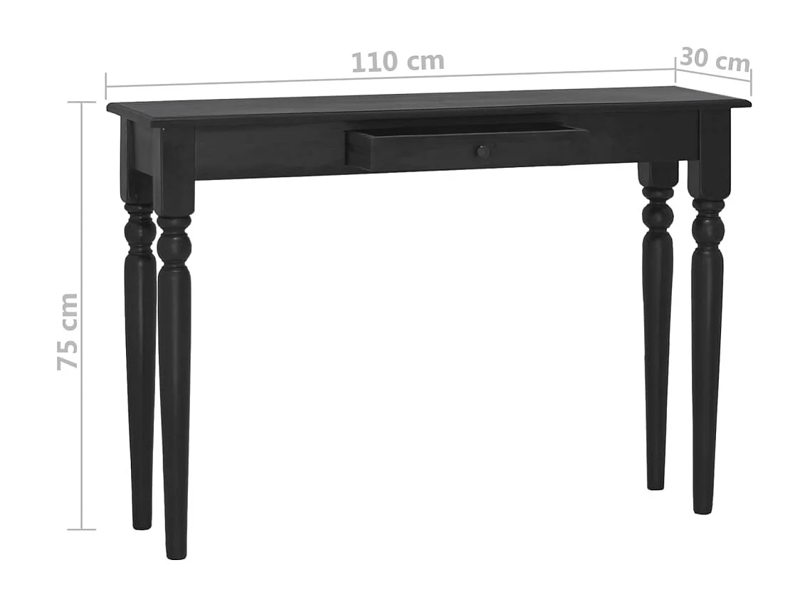 Mesa consola de madera maciza de caoba negro claro 110x30x75 cm