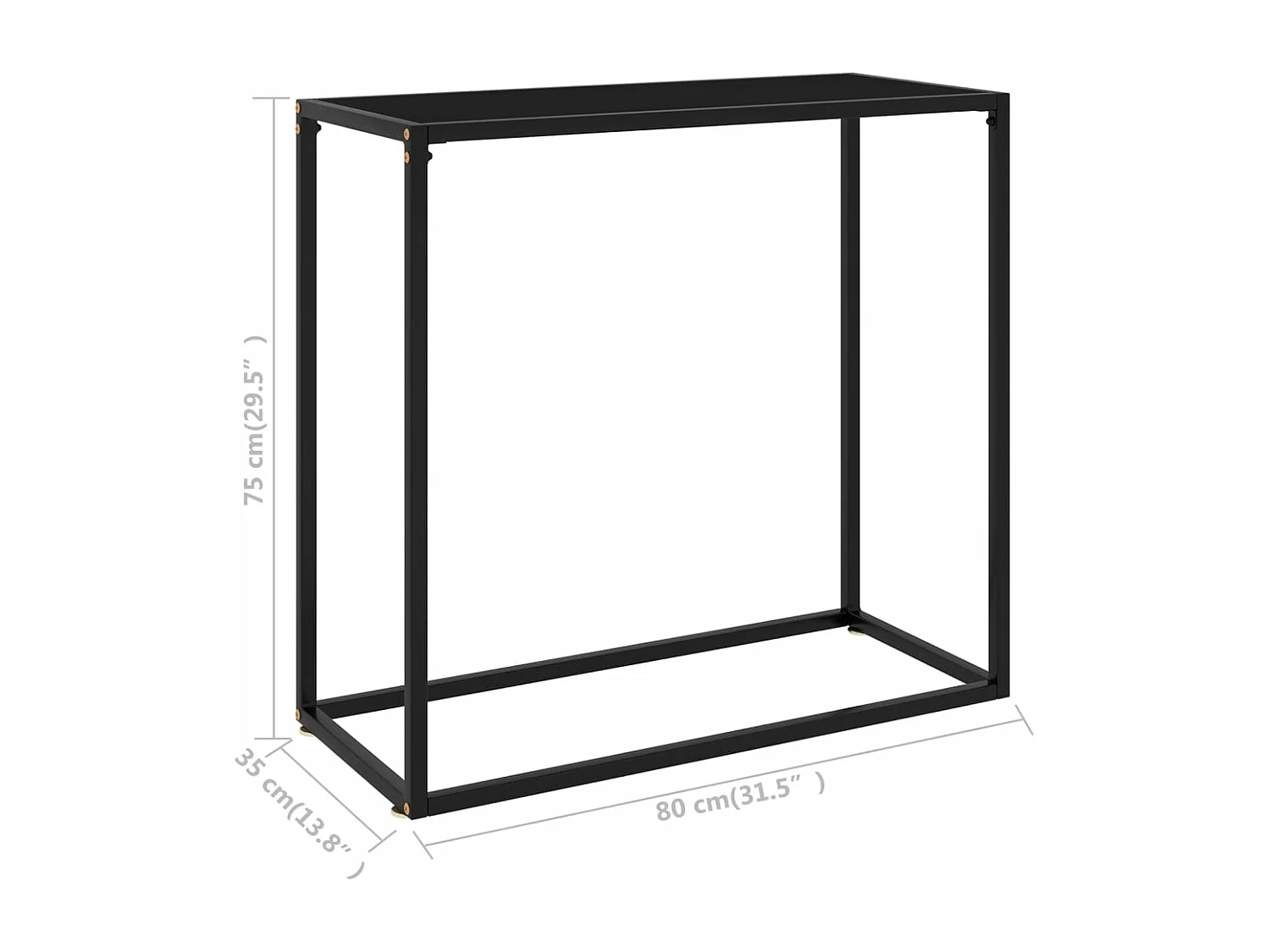 Tavolo Consolle Nero 80x35x75 cm in Vetro Temperato