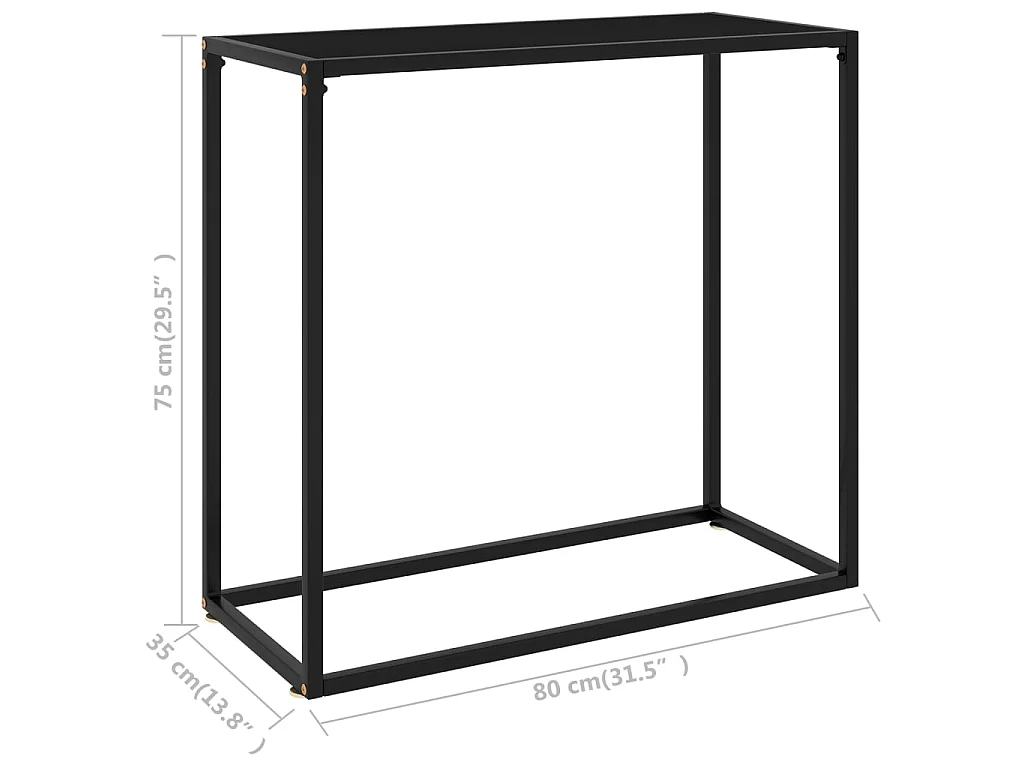 Mesa consola 80x35x75 cm vidro temperado preto