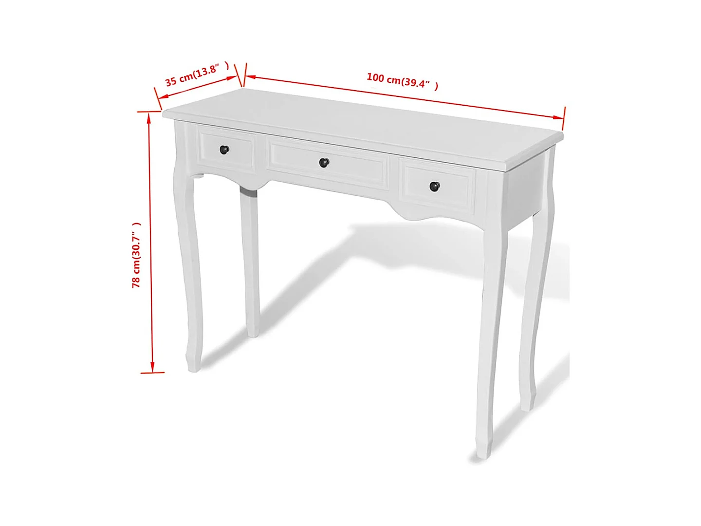 Frisiertisch Konsolentisch mit drei Schubladen Weiß