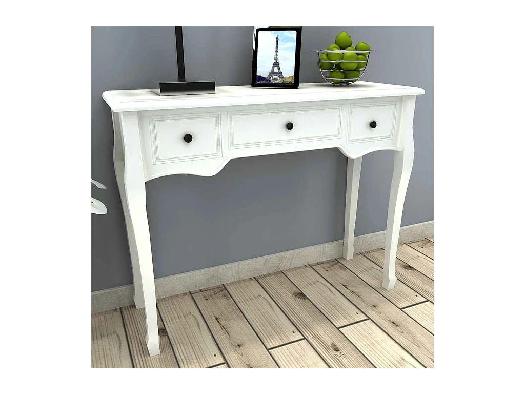 Table de console et coiffeuse avec 3 tiroirs Blanc