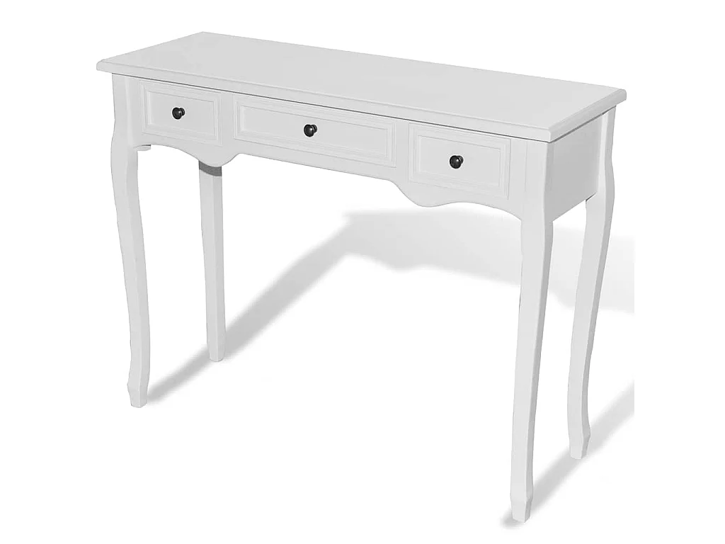 Toucador/mesa consola com três gavetas branco