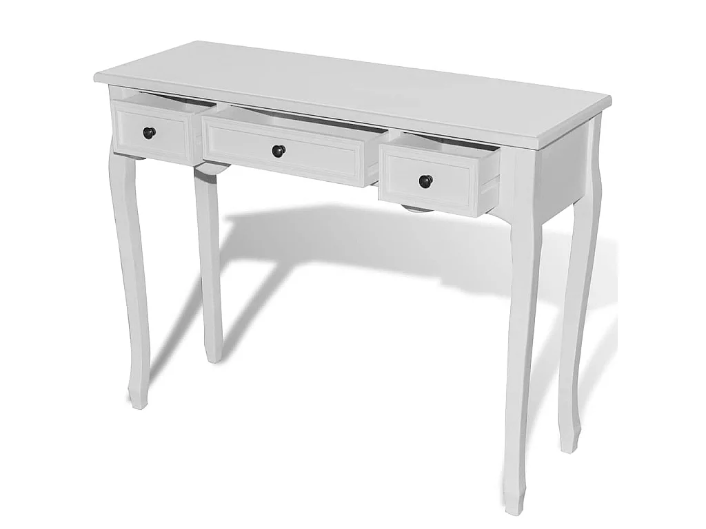 Toucador/mesa consola com três gavetas branco