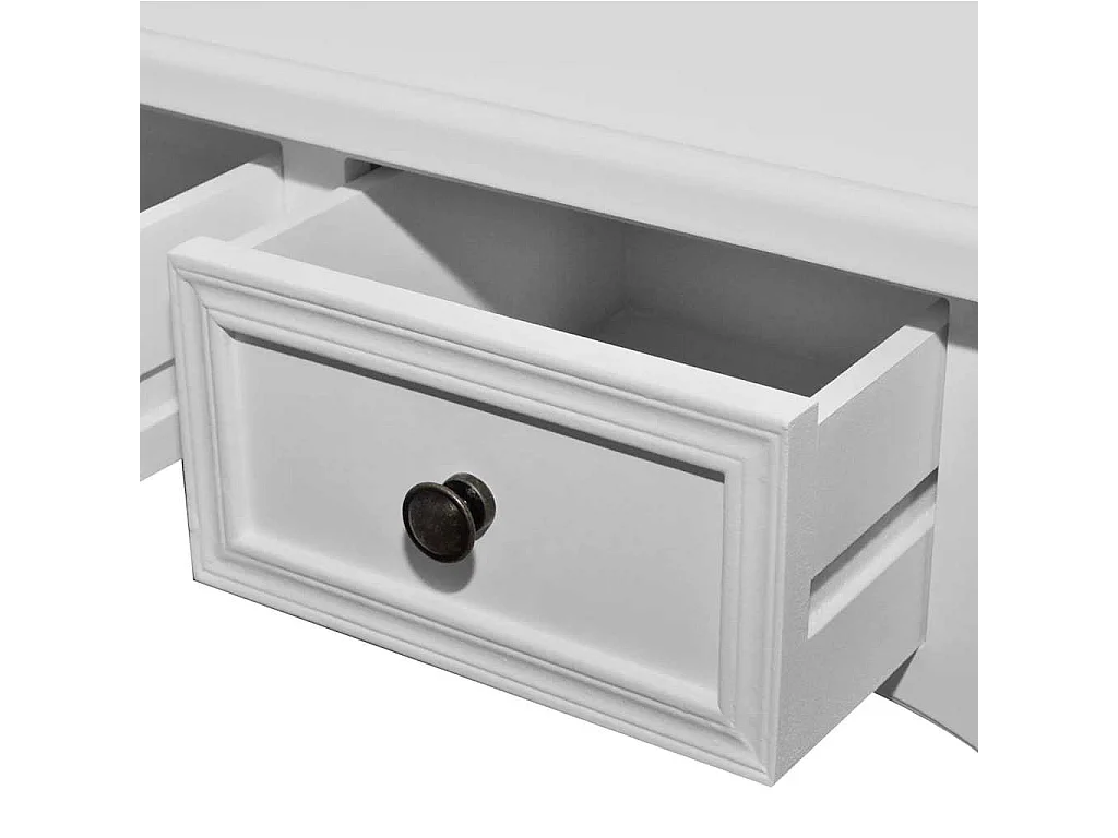 Table de console et coiffeuse avec 3 tiroirs Blanc
