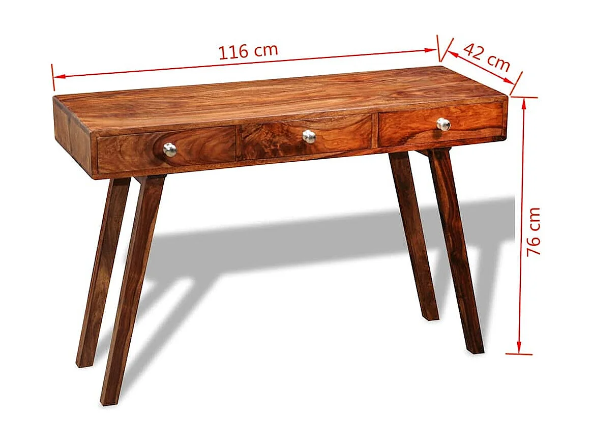 Table console avec 3 tiroirs 76 cm Bois massif