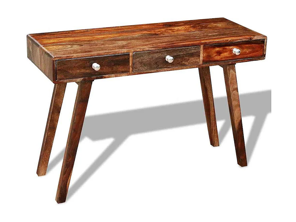 Table console avec 3 tiroirs 76 cm Bois massif