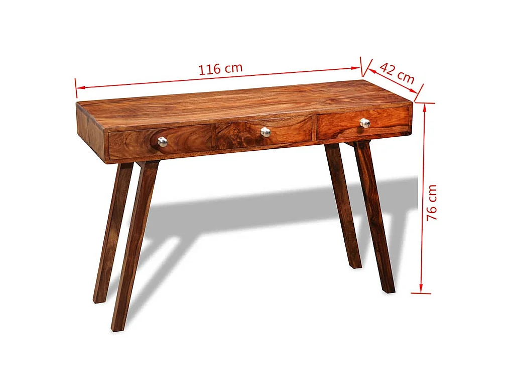 Table console avec 3 tiroirs 76 cm Bois massif