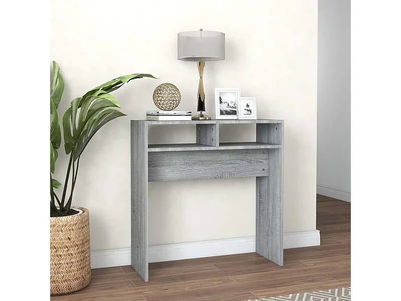 Mesa consola 78x30x80 cm derivados de madeira cinzento sonoma